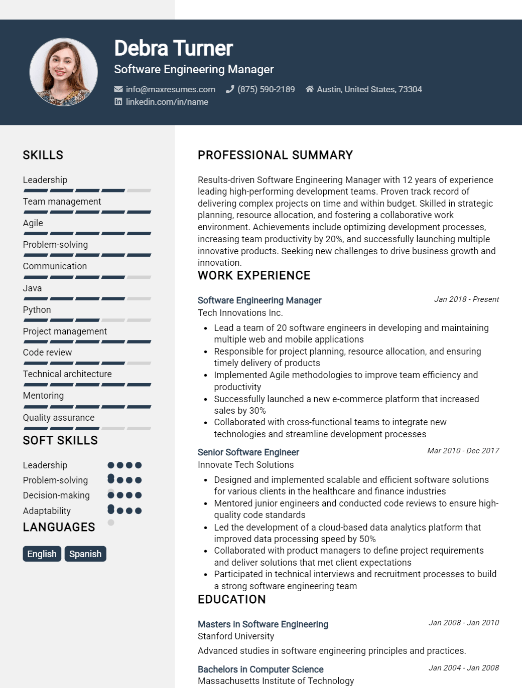 software-engineering-manager-resume-sample