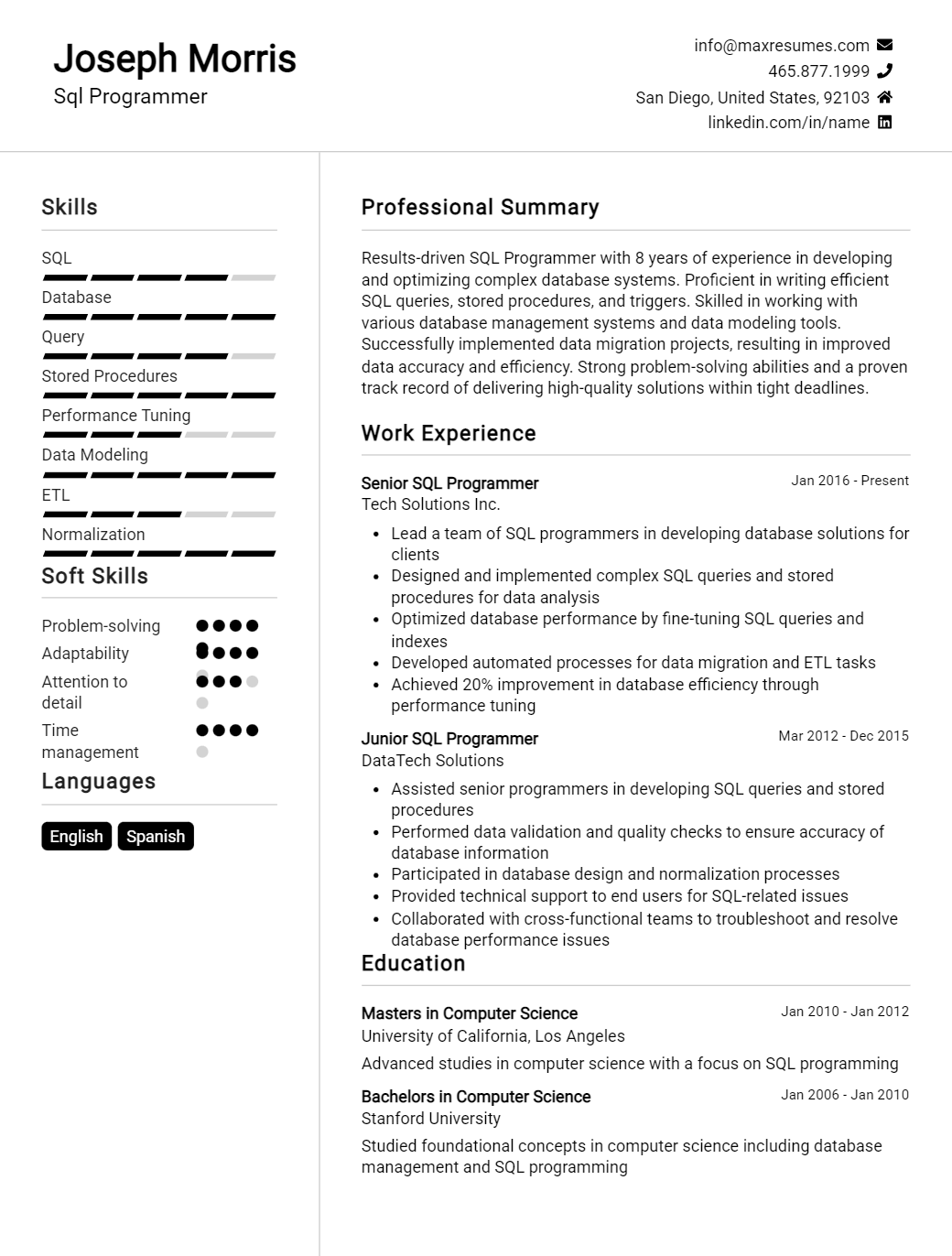 sql-programmer-resume-sample