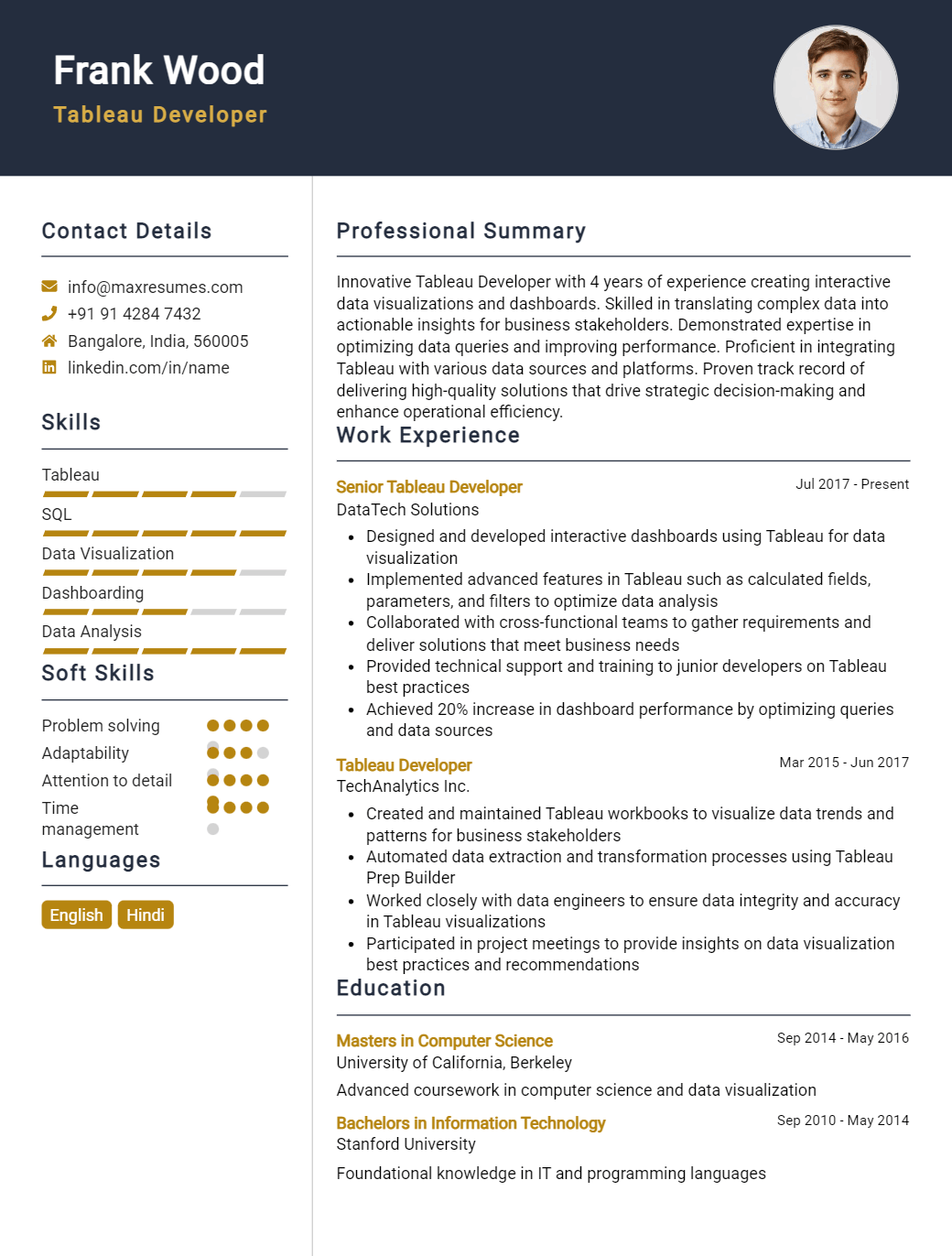 tableau-developer-resume-sample