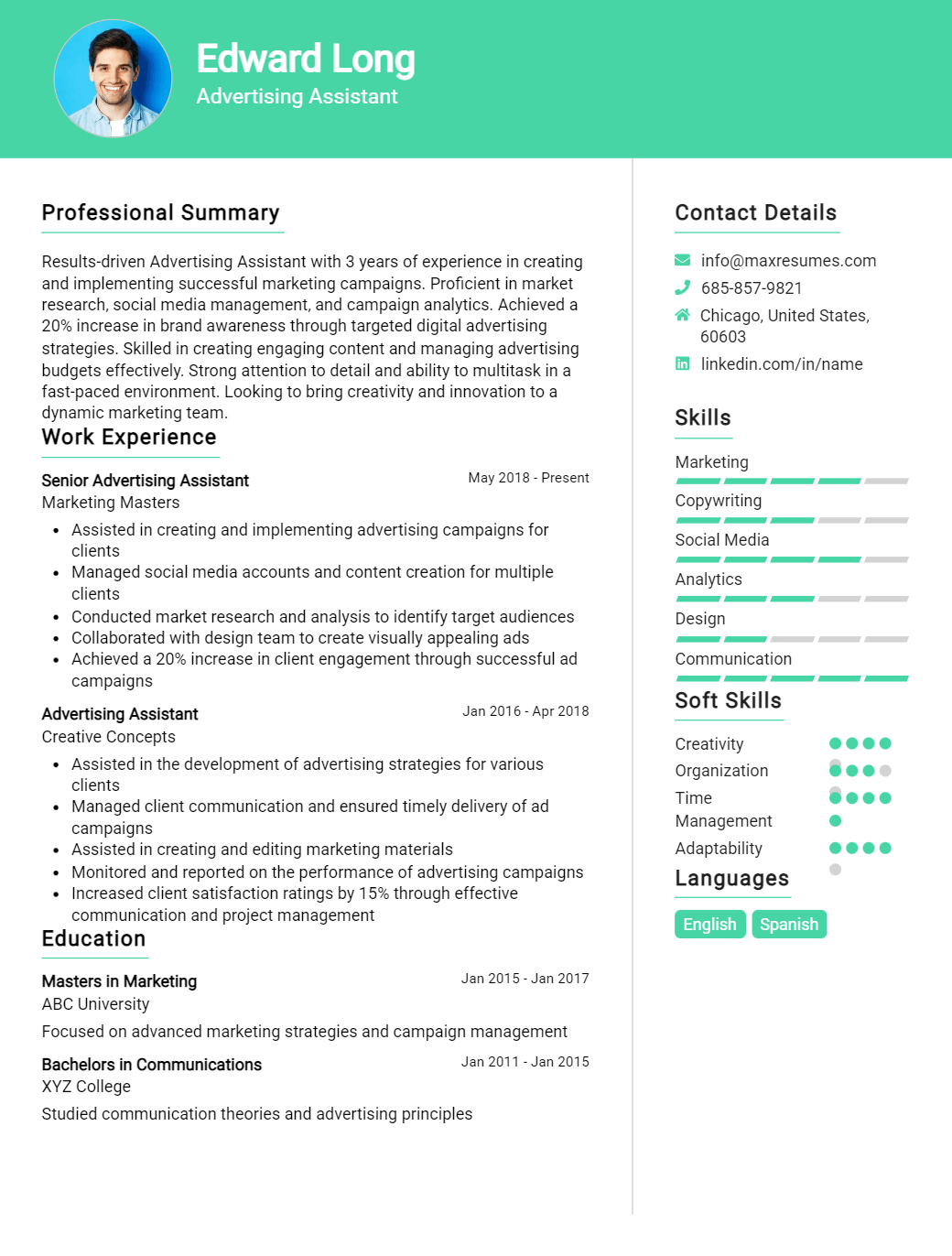 advertising-assistant-resume-sample