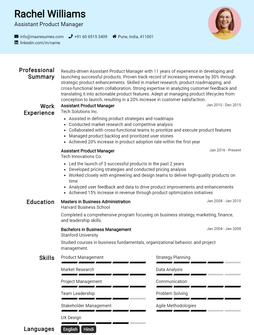 assistant-product-manager-resume-sample