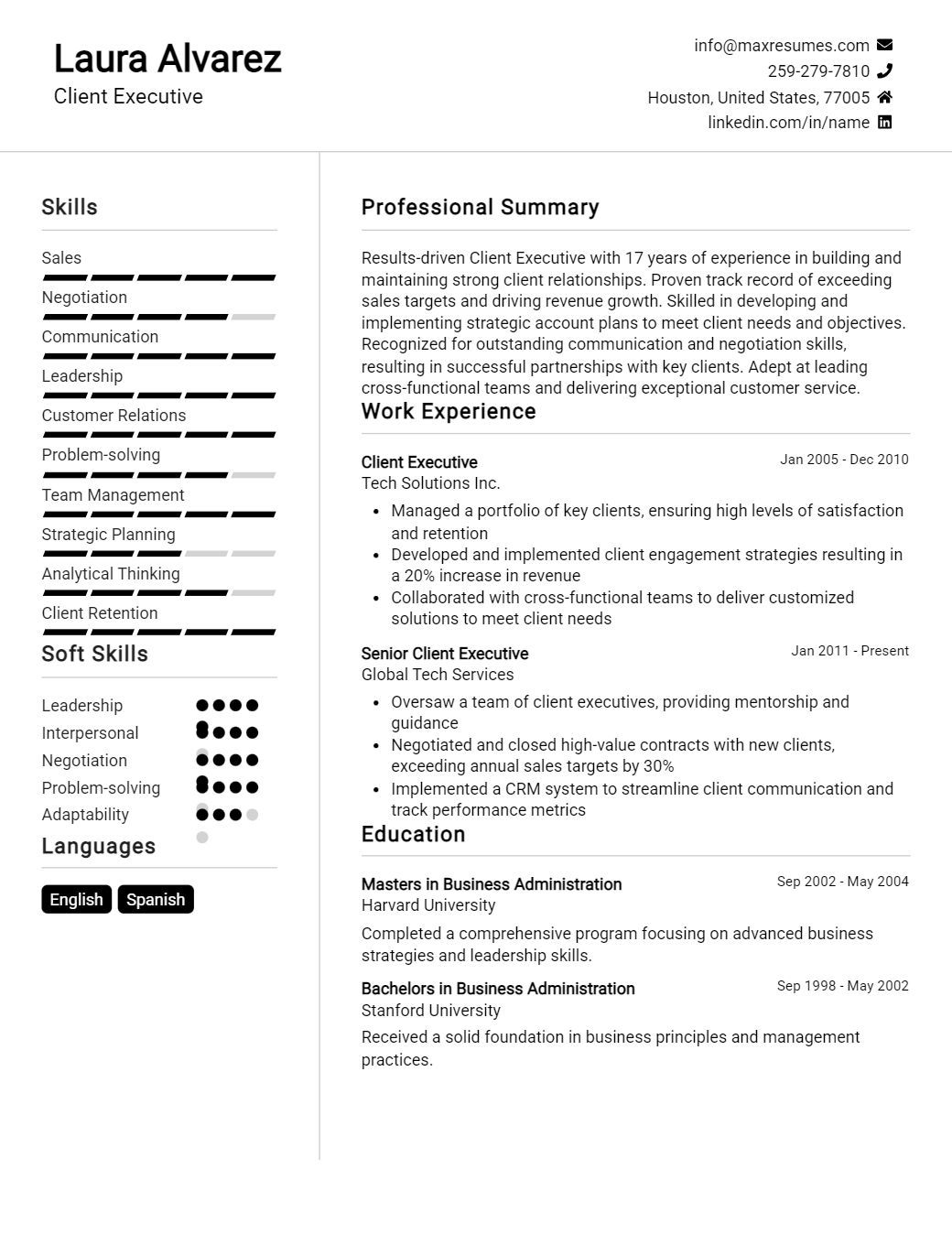 client-executive-resume-sample