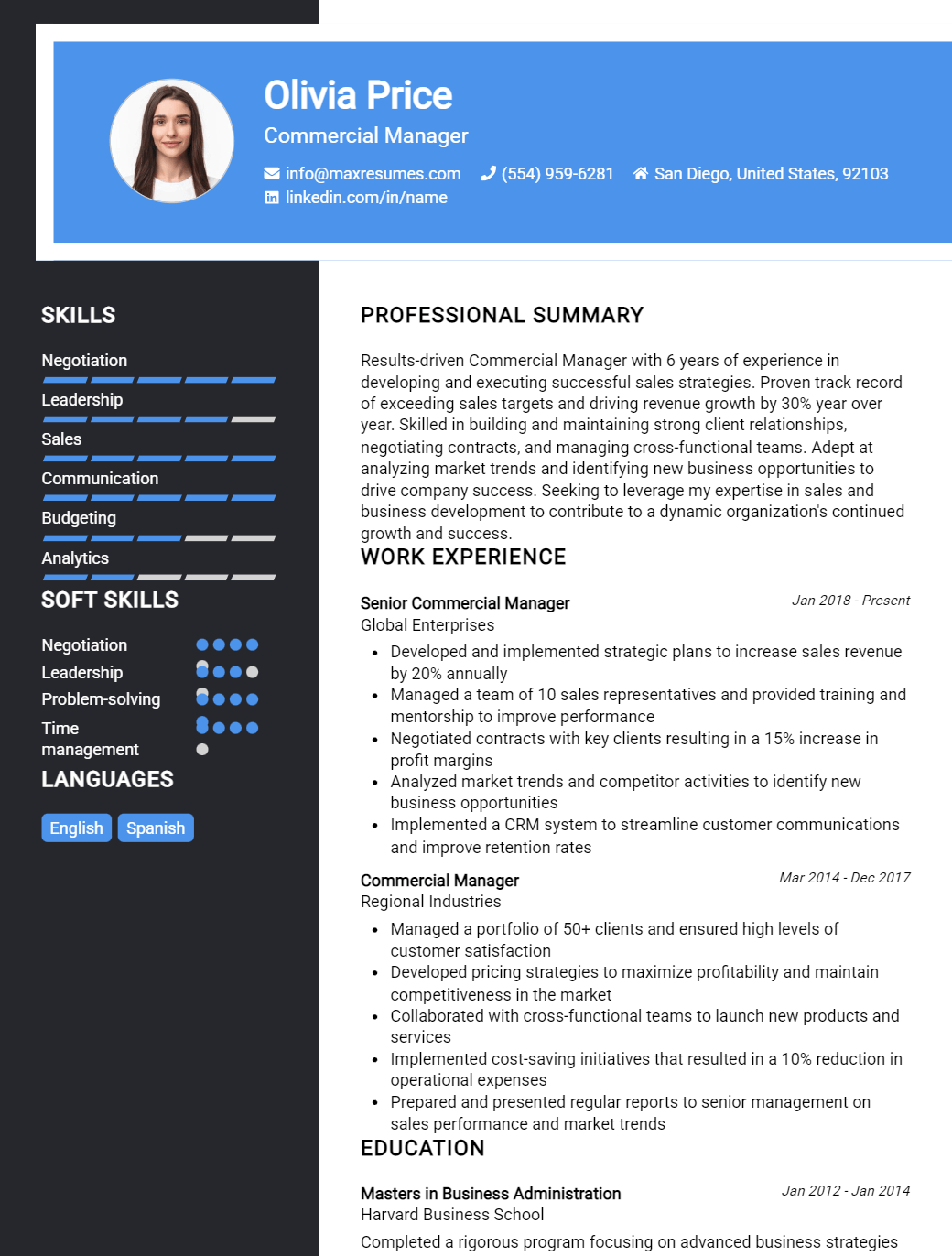 commercial-manager-resume-sample
