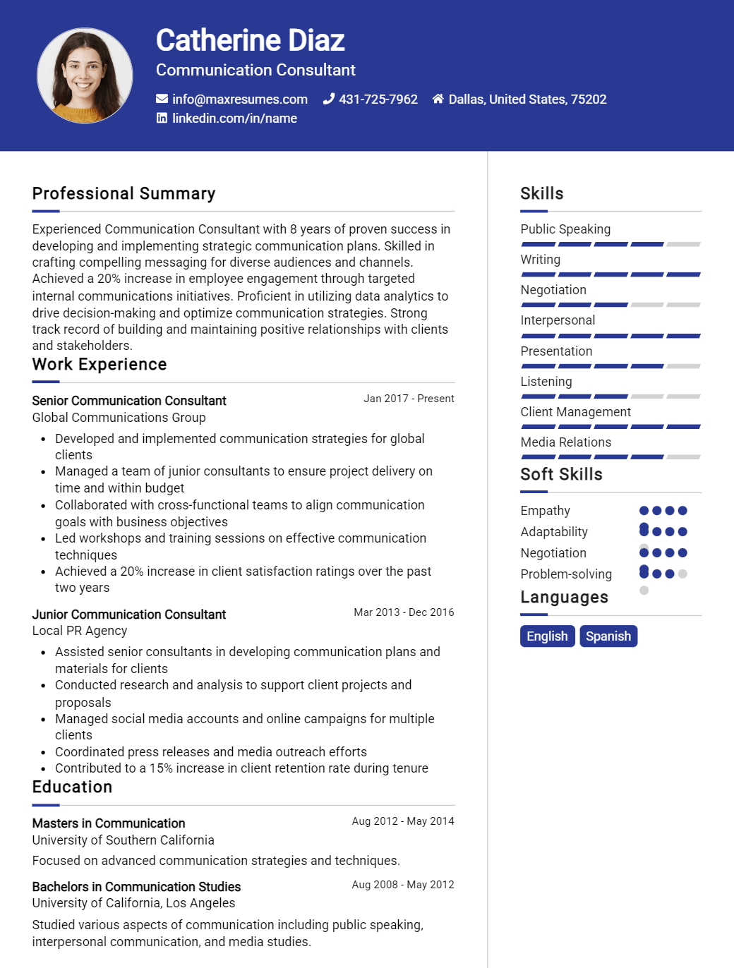 communication-consultant-resume-sample