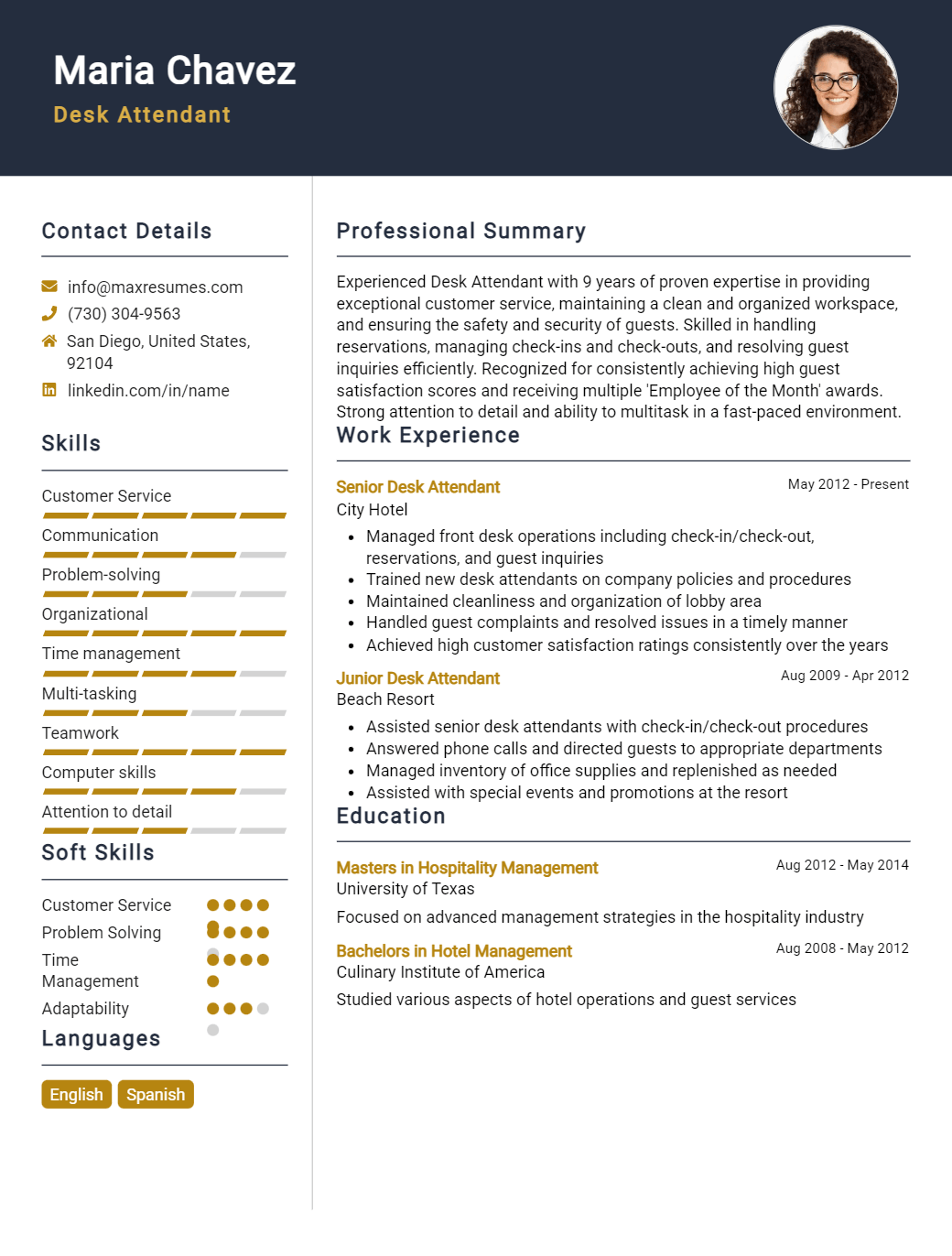 desk-attendant-resume-sample