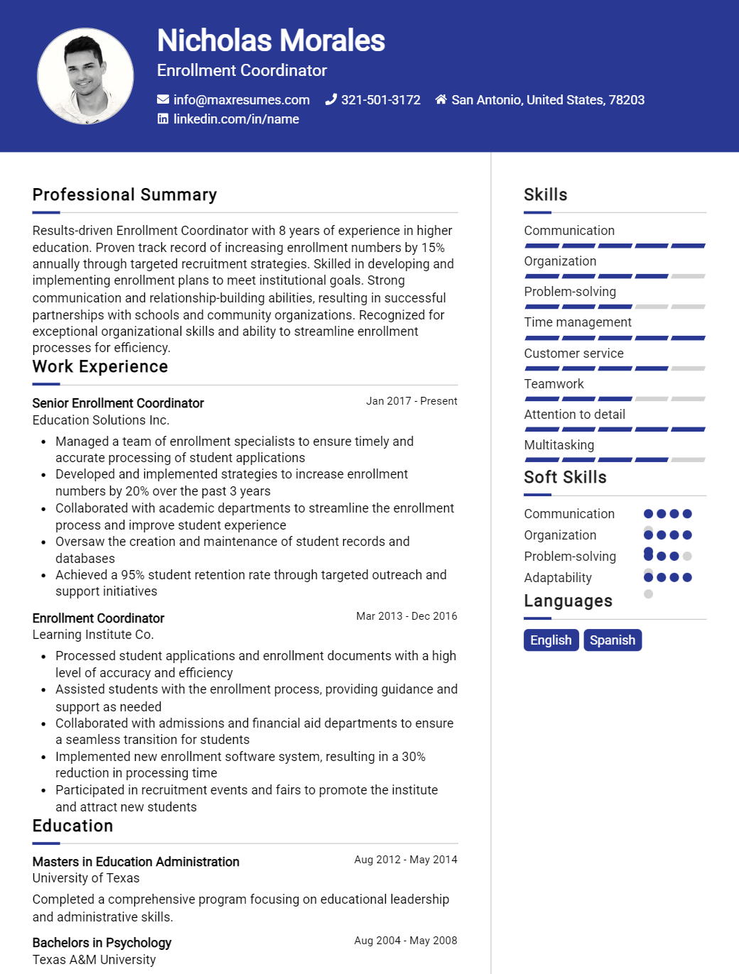 enrollment-coordinator-resume-sample