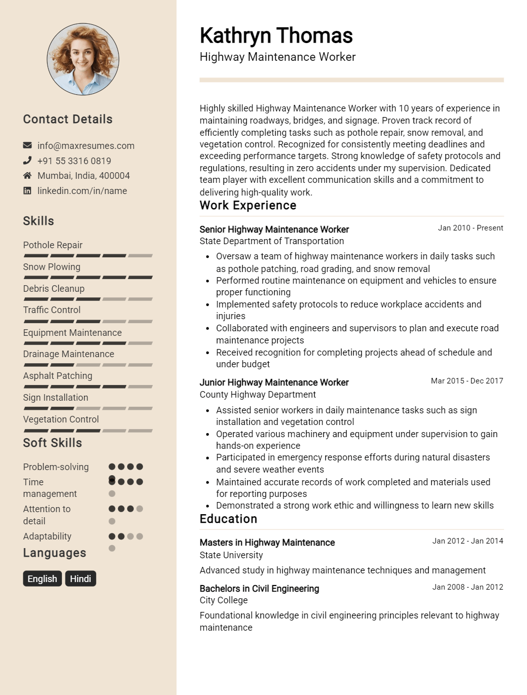 highway-maintenance-worker-resume-sample