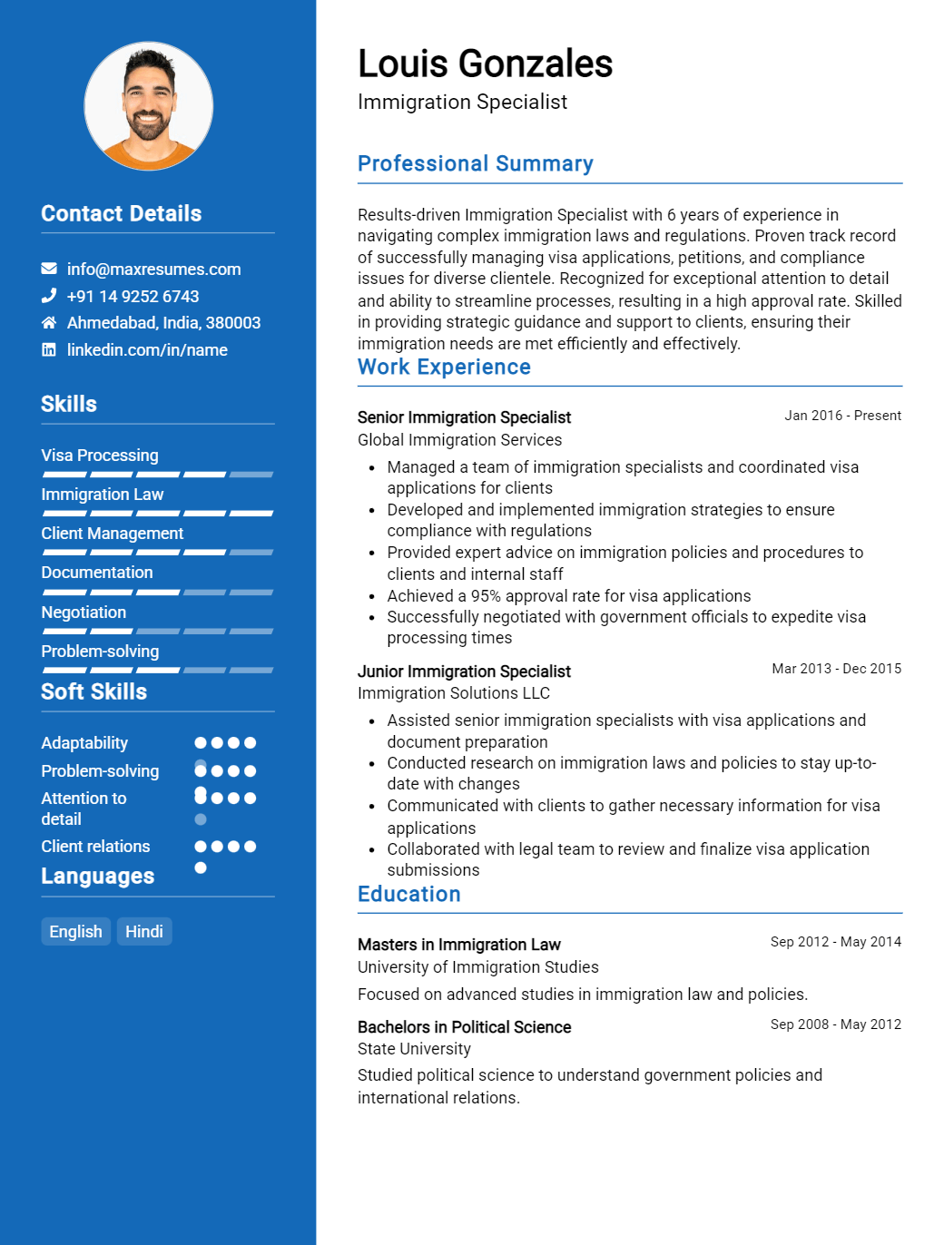 immigration-specialist-resume-sample