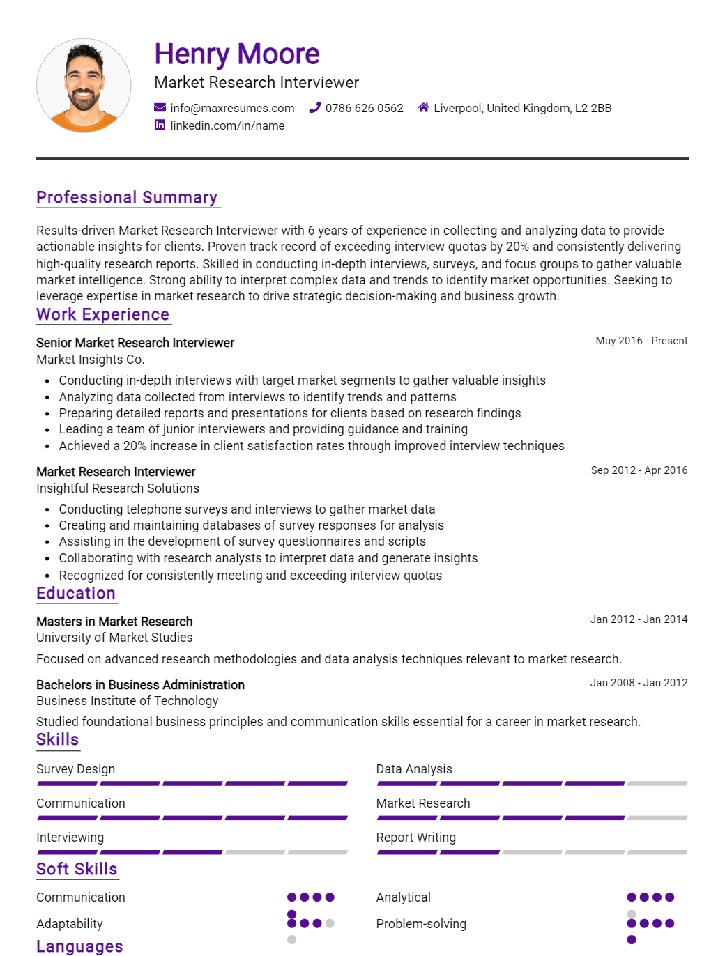 market-research-interviewer-resume-sample