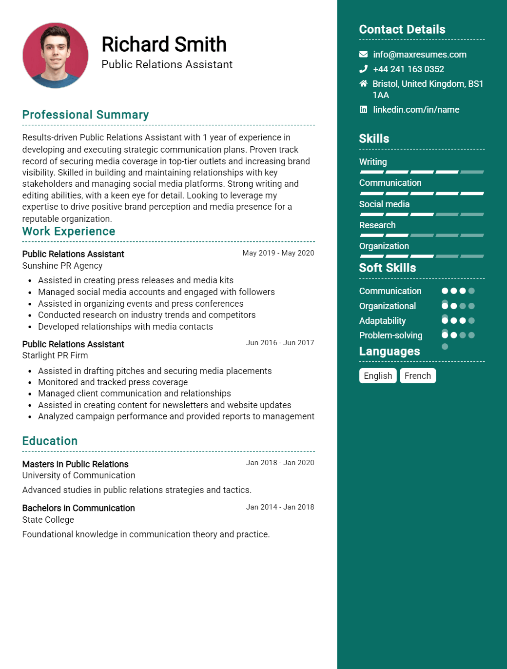 public-relations-assistant-resume-sample