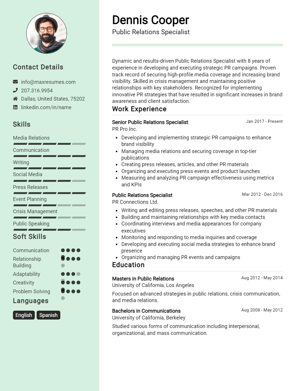 public-relations-specialist-resume-sample