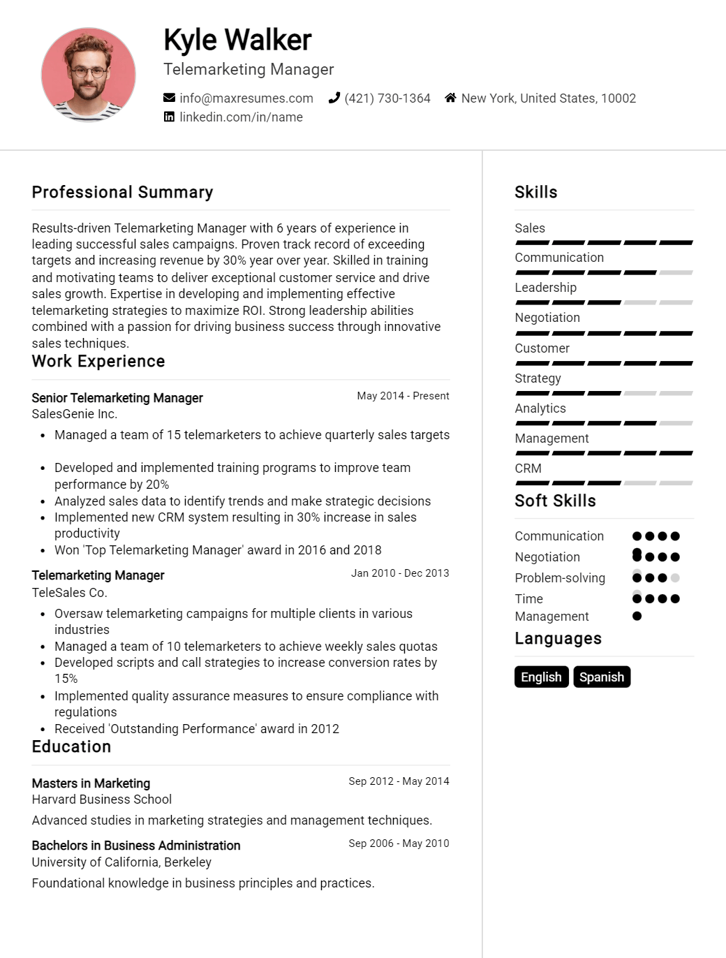 telemarketing-manager-resume-sample