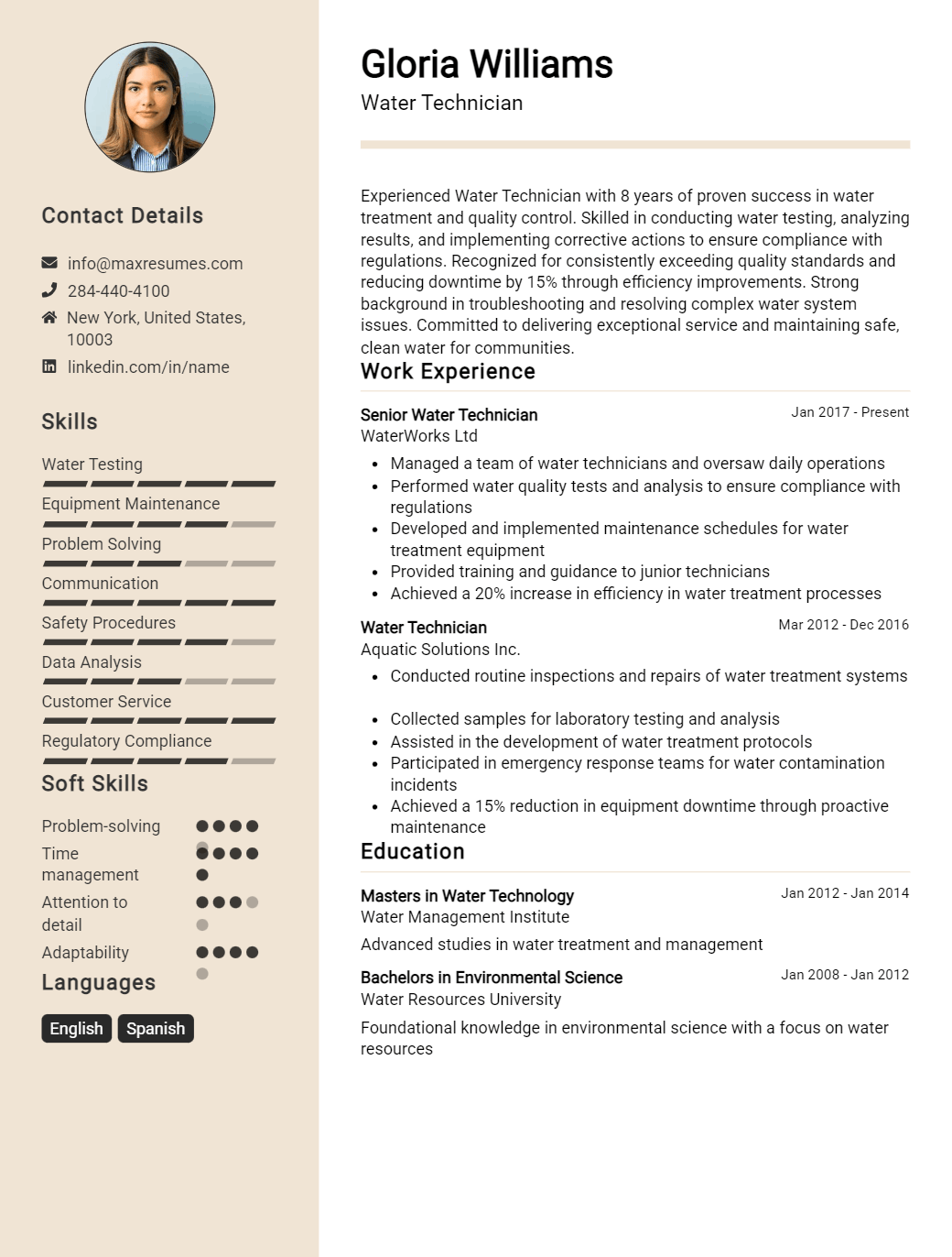water-technician-resume-sample
